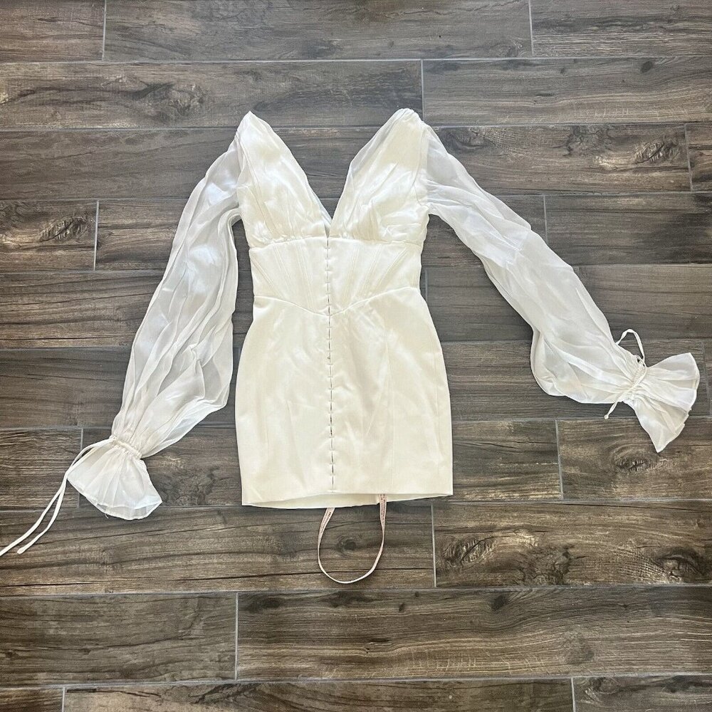 HOUSE OF CB 'Matilda' Ivory Satin Corset Mini Dress Size Small